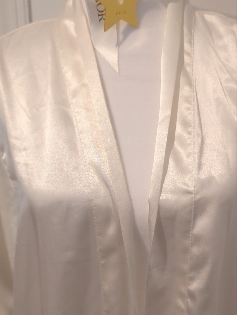 Bride Satin Robe in Ivory with Rhinestone Script - Picture 4 of 5